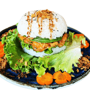 Salmon sushi burger